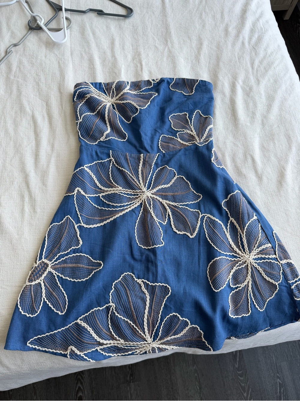 Blue Floral Strapless Women’s Dress